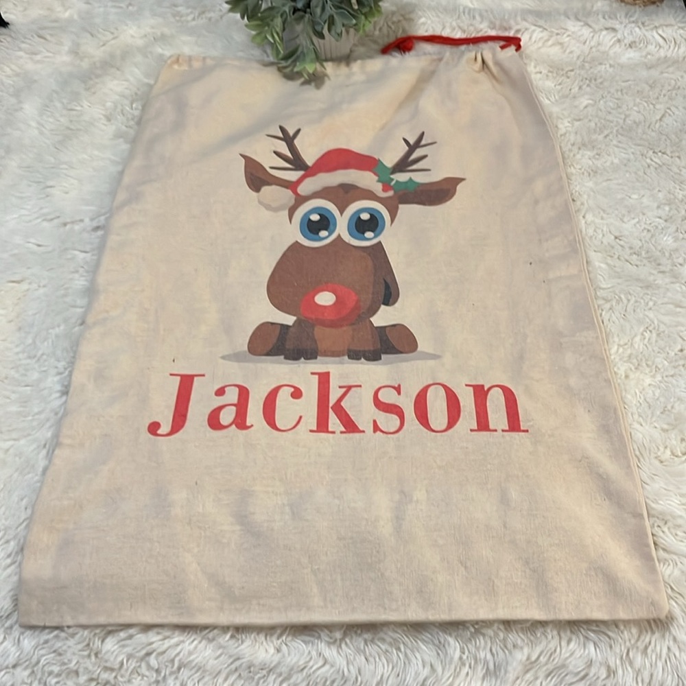 Jackson Rudolf Canvas Large Drawstring Overnight Gift Bag Pouch Like New